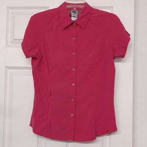 The North Face Stretchy Lightweight Button Front Active Wear Top Pink Sz M